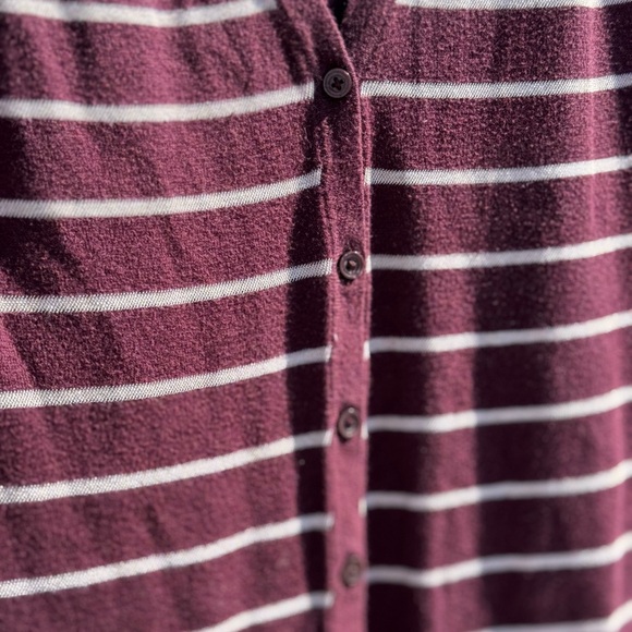 Banana Republic Women’s Cardigan Sweater Medium Lightweight Glitter Striped Plum - Picture 3 of 7